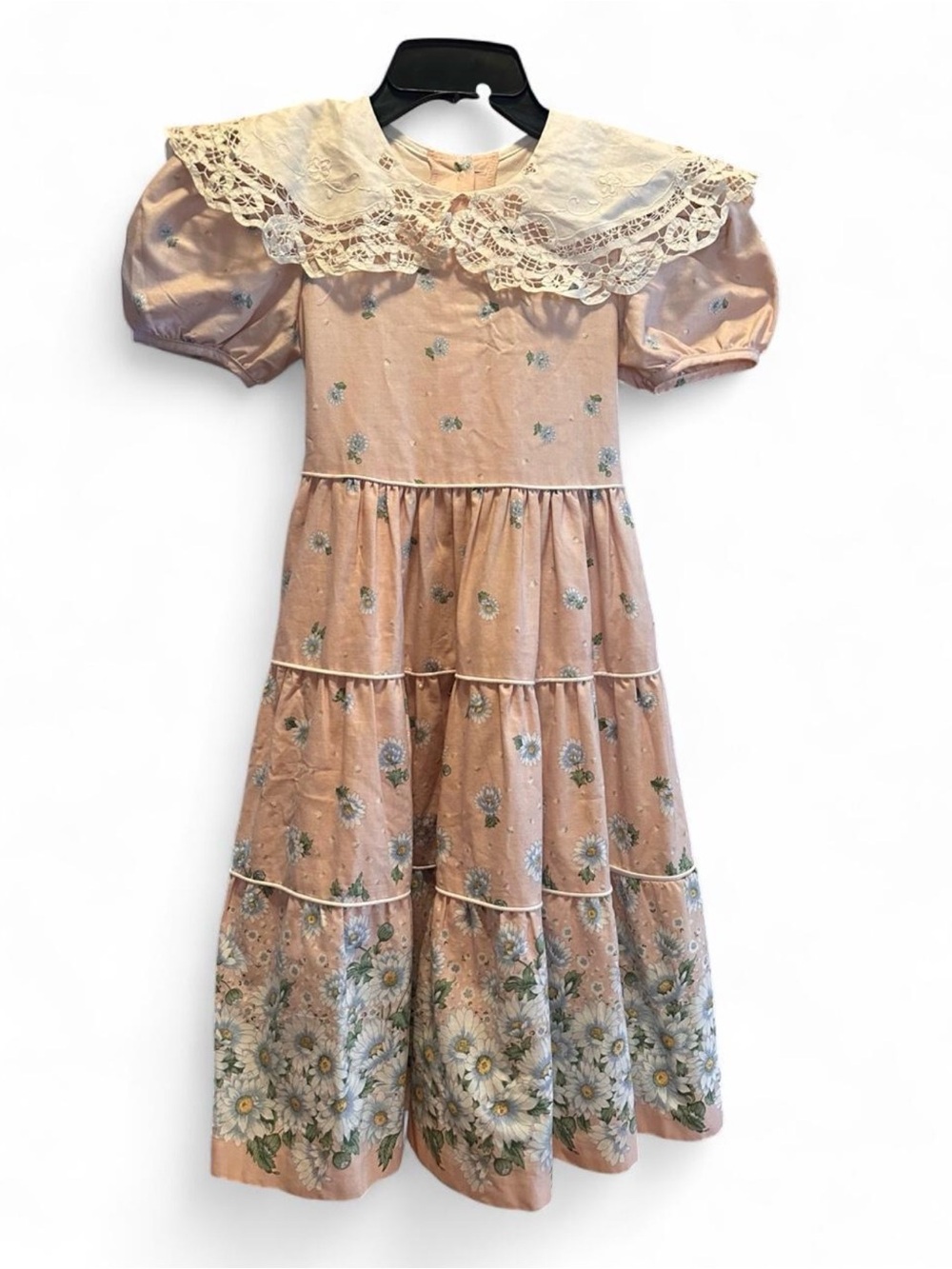 Vintage Storybook Heirlooms Girls 6 Pink Prairie Dress Lace Collar Cottagecore - Picture 2 of 8